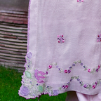 Aliha - Dusty Rose Embroidered Cotton Net Kurta Set