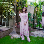 Aliha - Dusty Rose Embroidered Cotton Net Kurta Set