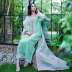 Saahil - Mint Green Embroidered Organza Three-Piece Set