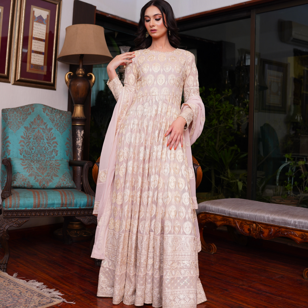 Ivory Bloom Anarkali Set