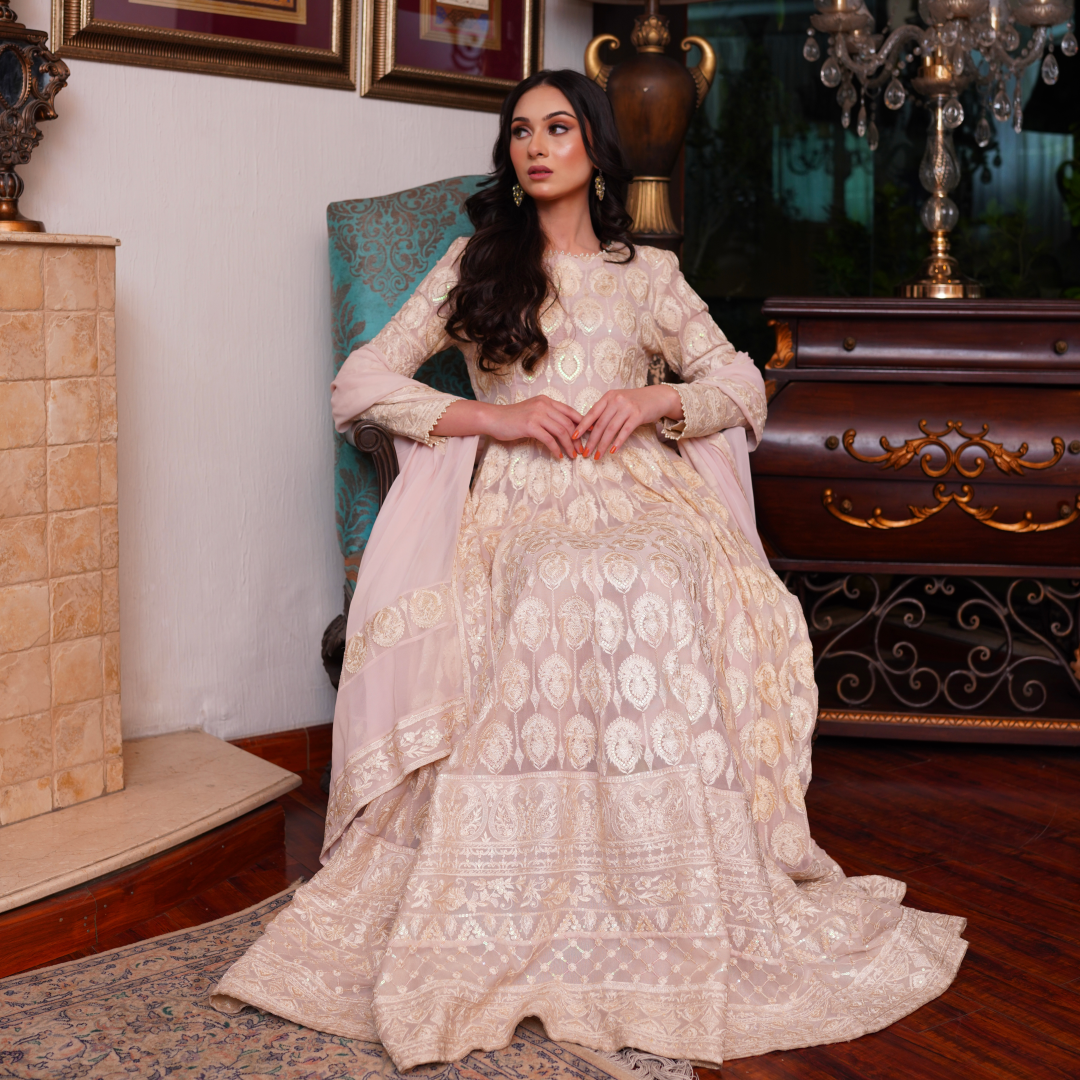 Ivory Bloom Anarkali Set
